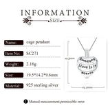925 Silver Heart Shaped Cage Pendant with Letter Charms Pearl Locket