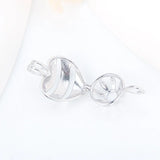 925 Silver Heart Shaped Cage Pendant with Letter Charms Pearl Locket
