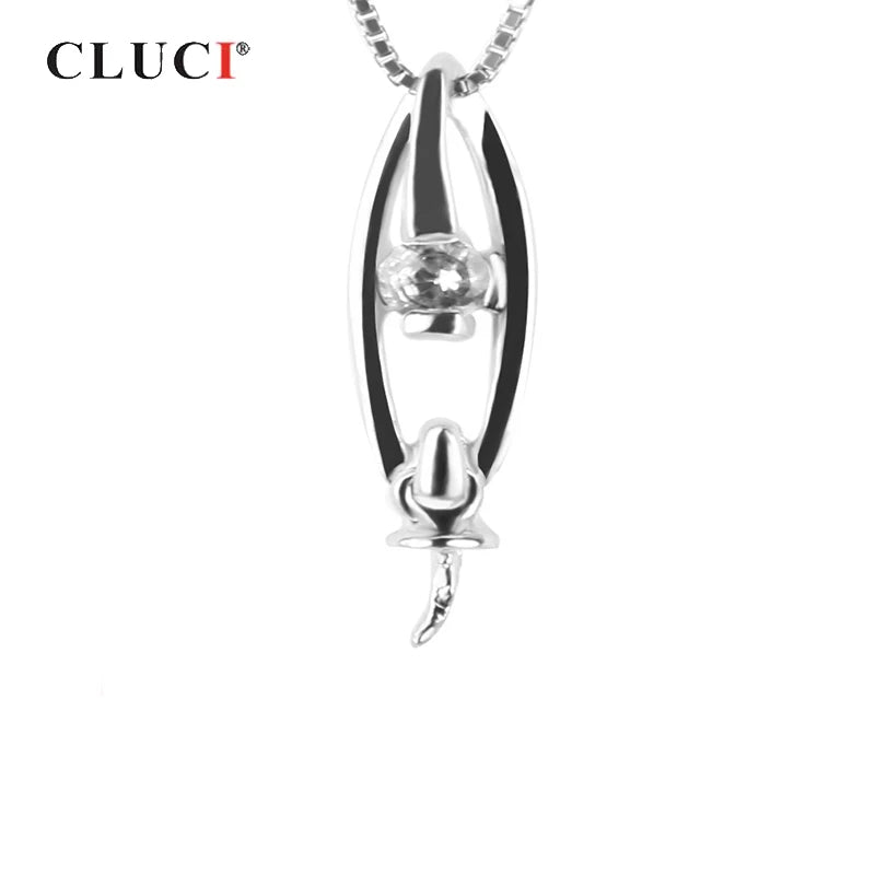 925 Silver Zipper Shaped Pendant Women Silver Pearl Pendant Mounting