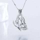 925 Silver Zircon Butterfly Pendant for Women