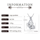 925 Silver Zircon Butterfly Pendant for Women