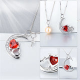 925 Silver Zircon Moon Pendant Valentine Gift SP405SB