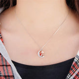 925 Silver Zircon Moon Pendant Valentine Gift SP405SB