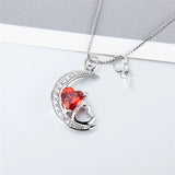 925 Silver Zircon Moon Pendant Valentine Gift SP405SB