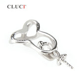 925 Silver Zircon Pearl Pendant Mounting Necklace Jewelry Making SP045SB