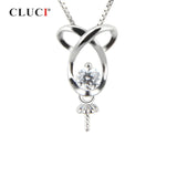 925 Silver Zircon Pearl Pendant Mounting Necklace Jewelry Making SP045SB