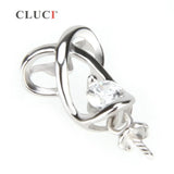 925 Silver Zircon Pearl Pendant Mounting Necklace Jewelry Making SP045SB