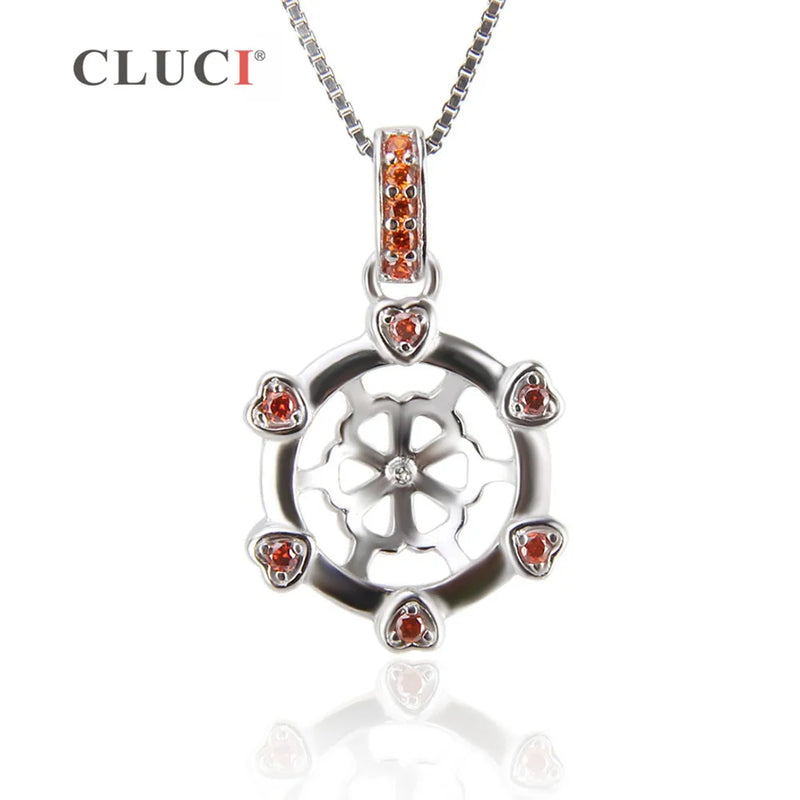 925 Silver Crystal Red Heart Pendant Necklace