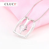 925 Silver Pendant Mounting with 13 Rhinestones for Pearl Necklace