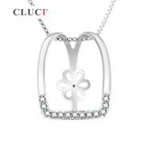 925 Silver Pendant Mounting with 13 Rhinestones for Pearl Necklace