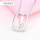 925 Silver Pendant Mounting with 13 Rhinestones for Pearl Necklace