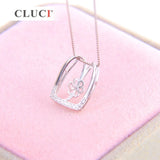 925 Silver Pendant Mounting with 13 Rhinestones for Pearl Necklace