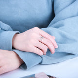 Adjustable Women Silver 925 Ring Star and Moon Open Ring