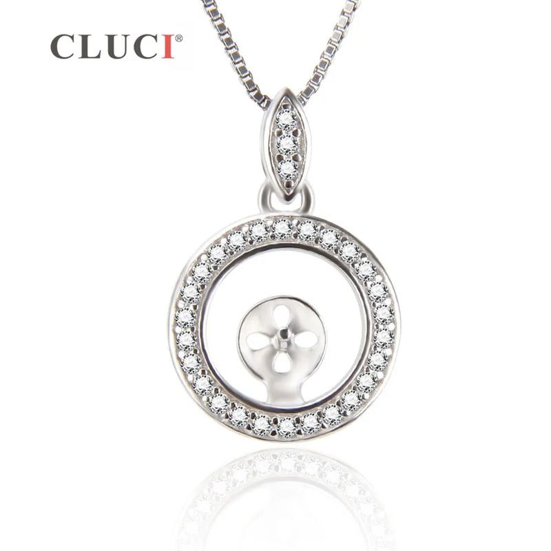 Akoya Pearl Necklace 925 Sterling Silver Full Stone Pendant for Women
