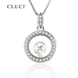 Akoya Pearl Necklace 925 Sterling Silver Full Stone Pendant for Women