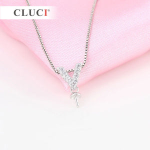 Alphabet Zircon Name Pendant Necklace Sterling Letter V SP221SB