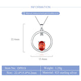 925 Silver Red Zircon Pendant Necklace for Women