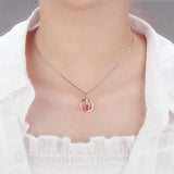 925 Silver Red Zircon Pendant Necklace for Women