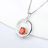 925 Silver Red Zircon Pendant Necklace for Women