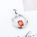 925 Silver Red Zircon Pendant Necklace for Women