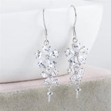 925 Silver Zircon Flower Drop Earrings Sterling Silver Pearl Mounting