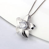 925 Silver Flower Pendant Zircon Jewelry Women Sterling Silver Charms DP037SB