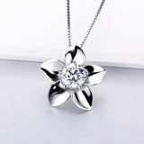 925 Silver Flower Pendant Zircon Jewelry Women Sterling Silver Charms DP037SB