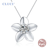 925 Silver Flower Pendant Zircon Jewelry Women Sterling Silver Charms DP037SB