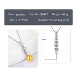 925 Sterling Silver CZ Pearl Necklace Pendant Setting for DIY Jewelry Making