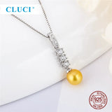 925 Sterling Silver CZ Pearl Necklace Pendant Setting for DIY Jewelry Making