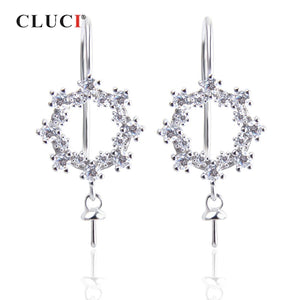 925 Silver Round Earrings Zircon Drop Earring SE053SB