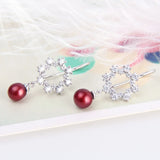 925 Silver Round Earrings Zircon Drop Earring SE053SB