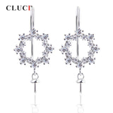925 Silver Round Earrings Zircon Drop Earring SE053SB