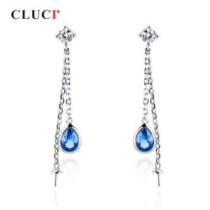 925 Silver Women Pearl Earring Zircon Stud Jewelry SE135SB