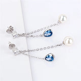 925 Silver Women Pearl Earring Zircon Stud Jewelry SE135SB