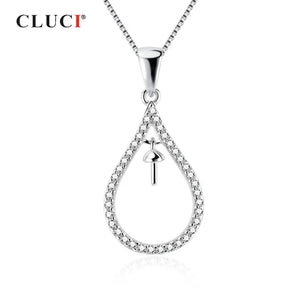 Silver 925 Pearl Ring Mounting for Women Oval Shaped Charms Pendant