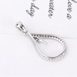 Silver 925 Pearl Ring Mounting for Women Oval Shaped Charms Pendant