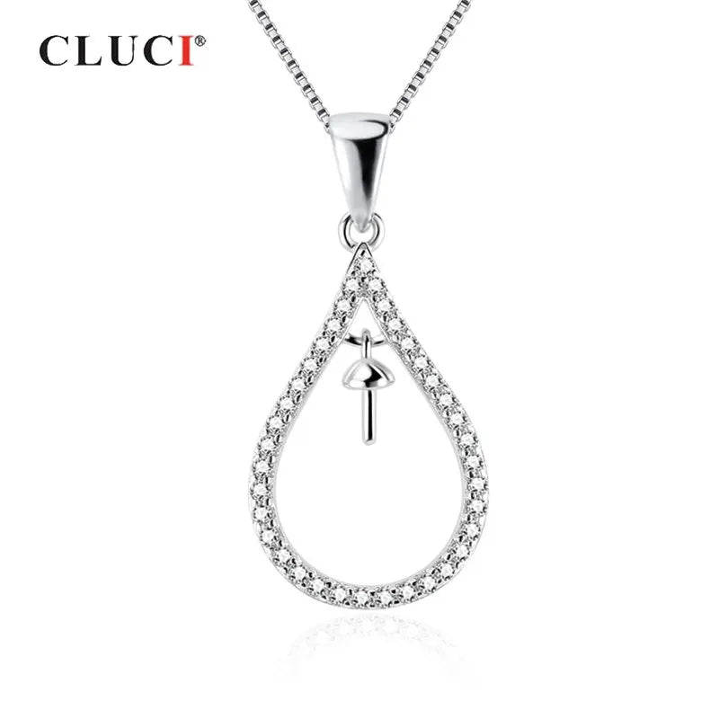 Silver 925 Pearl Ring Mounting for Women Oval Shaped Charms Pendant