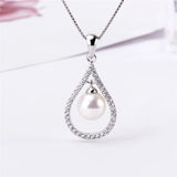 Silver 925 Pearl Ring Mounting for Women Oval Shaped Charms Pendant
