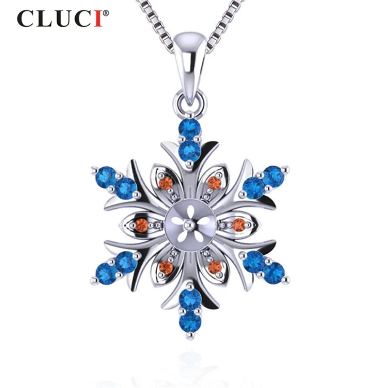 Real Silver 925 Snowflake Pendant for Women