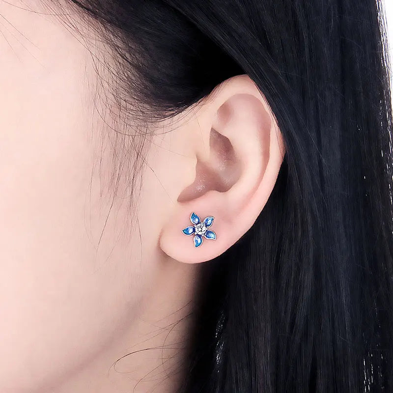 Silver 925 Flower Earrings Women Sterling Silver Gift Earrings