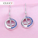 Zircons 925 Silver Earrings for Office Lady Women SE058SB