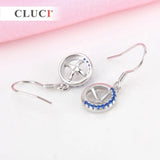 Zircons 925 Silver Earrings for Office Lady Women SE058SB