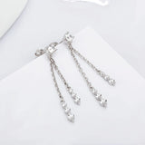 925 Silver Theme Women Drop Earrings for Office Lady