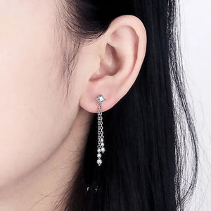 925 Silver Theme Women Drop Earrings for Office Lady