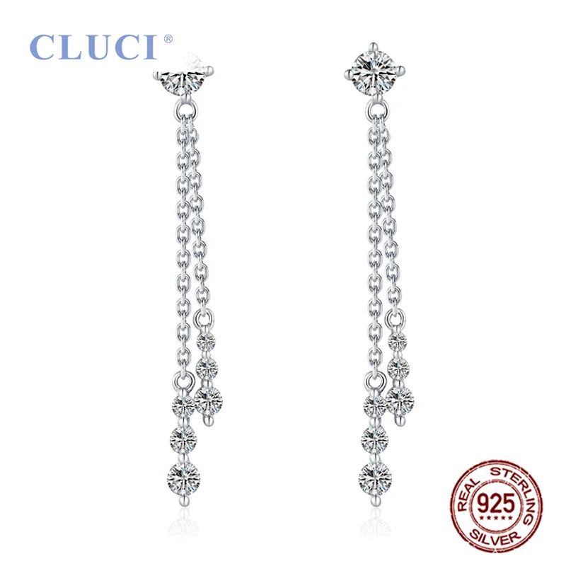 925 Silver Theme Women Drop Earrings for Office Lady