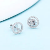 925 Sterling Silver CZ Circle Stud Earrings Mountings For Women DIY