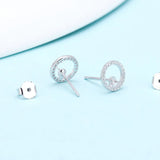 925 Sterling Silver CZ Circle Stud Earrings Mountings For Women DIY