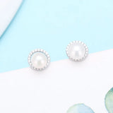 925 Sterling Silver CZ Circle Stud Earrings Mountings For Women DIY
