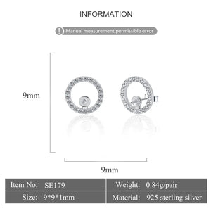 925 Sterling Silver CZ Circle Stud Earrings Mountings For Women DIY